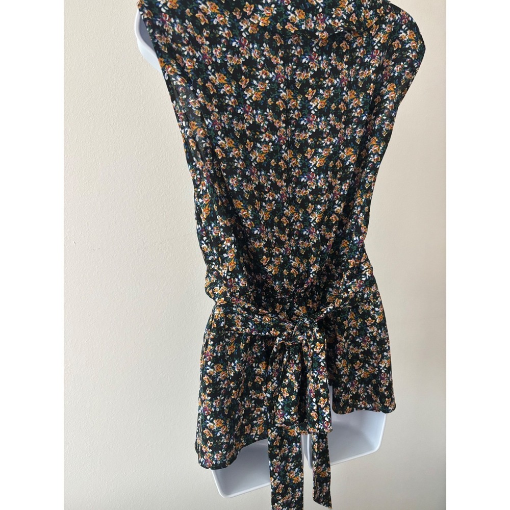 Romantic Boho Floral Ruffle Plunge Blouse Size 2X Soft Drape Femme Chic Wear - Picture 12 of 13